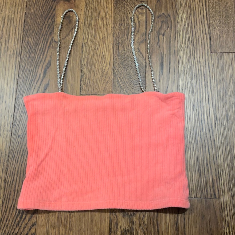 Worn once orange crop top with diamond straps